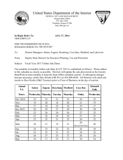 Fiscal Year 2015 Timber Sale Dates