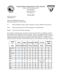 Fiscal Year 2016 Timber Sale Dates