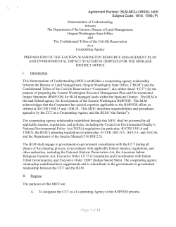 BLM-OR930-1405 MOU between DOI, BLM, OR/WA SO and The Confderated Tribes of the Colville Reservation