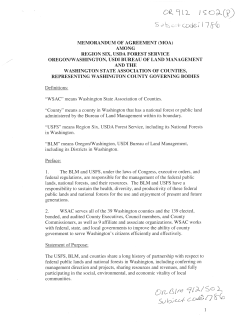 BLM-OR912-1502 MOU between The Bureau of Land Management Oregon/Washington, USDA Forest Service Pacific NorthWest Region 6, and the Washington State Association of Counties