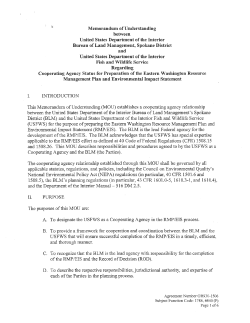 BLM-OR930-1506 MOU between USDOI BLM Spokane District and USDOI Fish and Wildlife Service