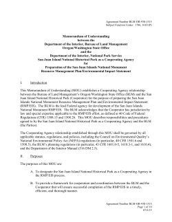 BLM-OR930-1515 MOU between USDOI BLM Oregon State Office and the USDOI National Parks Service