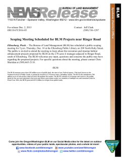 The Bureau of Land Management (BLM) has scheduled a public scoping meeting for 5 p.m. Thursday, Dec. 10 at the Ellensburg Public Library on 209 North Ruby Street.