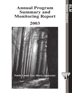 Annual Program Sumary FY 2003