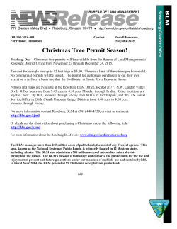 Christmas tree permits will be available from the Bureau of Land Managements Roseburg District Office from November 23 through December 24, 2015.