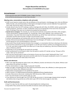 Project Record Do's and Don'ts