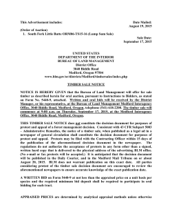 South Fork Little Butte Sale Notice