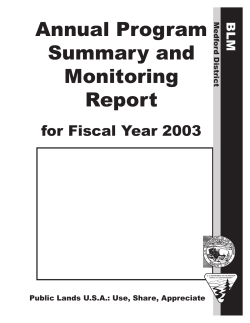 Annual Program Summary 2003