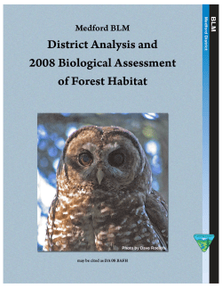 Medford Owl Biological Assessment of Forest Habitat, October 2008