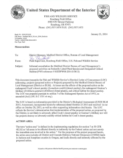 Programmatic Botany LOC Medford District 2014