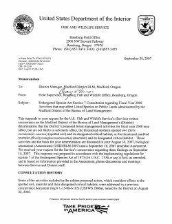 Letter of Concurrence on the 08 NLAA Biological Assessment