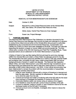 Almeda Mine Removal Action Memorandum Plan Addendum, October 2009