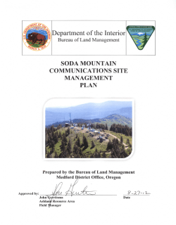 Soda Mountain Communication Site Management Plan