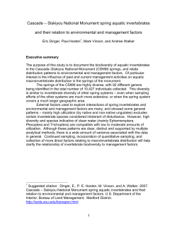 Cascade-Siskiyou National Monument Spring Aquatic Invertebrates and their Relation to Environmental and Management Factors