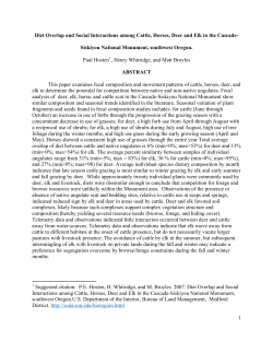 Diet Overlap and Social Interactions among Cattle, Horses, Deer and Elk in the Cascade-Siskiyou National Monument