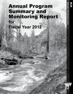 Klamath Falls RA Annual Program Summary and Monitoring Report for Fiscal Year 2012