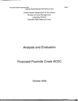 Analysis and Evaluation of the Fourmile Creek Potential ACEC