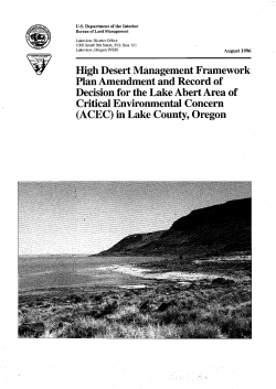 Lake Abert Area of Critical Environmental Concern Plan Amendment and Record of Decision (1996)