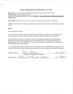 Lakeview Resource Management Plan Maintenance - Table 5 (2015)