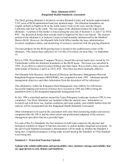 Dixie Allotment Rangeland Health Standards Assessment