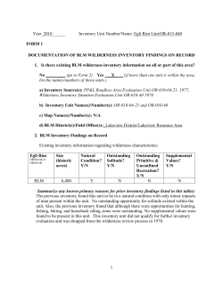 Wilderness Characteristics Evaluation - Hager Mountain, Duncan Reservoir, and Egli Rim Area