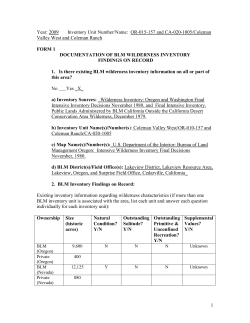 Wilderness Characteristics Evaluation - Coleman Valley West and Coleman Ranch Area