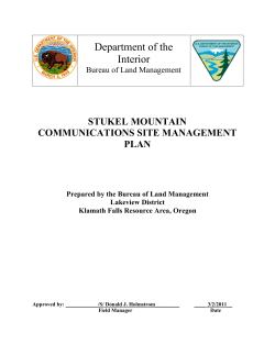 Stukel Mountain Communications Site Management Plan