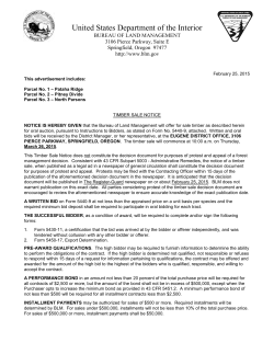 Timber Sale Notice - March 2015