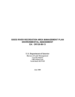 Sixes River Special Recreation Area Management Area Plan & EA