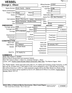 George Olson Shipwreck Report