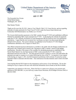 Secure Rural Schools Letter to the Oregon Congressional Delegation