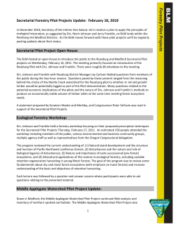 Forestry Pilot Project Update: February 18, 2011
