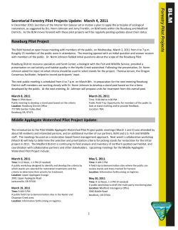 Forestry Pilot Project Update: March 4, 2011