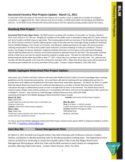 Forestry Pilot Project Update: March 11, 2011