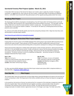 Forestry Pilot Project Update: March 25, 2011