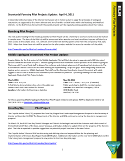 Forestry Pilot Project Update: April 4, 2011