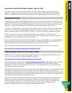 Forestry Pilot Project Update: April 15, 2011