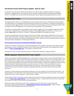 Forestry Pilot Project Update: April 22, 2011