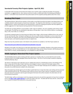 Forestry Pilot Project Update: April 29, 2011