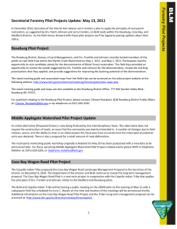Forestry Pilot Project Update: May 13, 2011