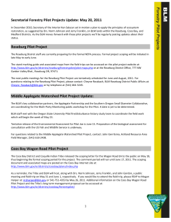 Forestry Pilot Project Update: May 20, 2011