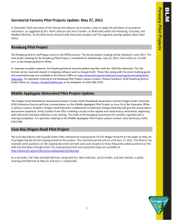 Forestry Pilot Project Update: May 27, 2011