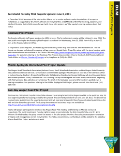 Forestry Pilot Project Update: June 3, 2011