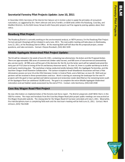 Forestry Pilot Project Update: June 10, 2011