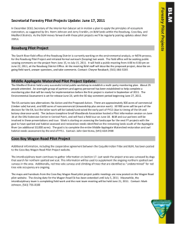 Forestry Pilot Project Update: June 17, 2011