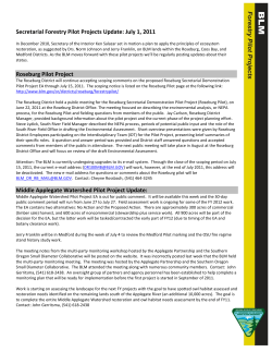 Forestry Pilot Project Update: July 1, 2011