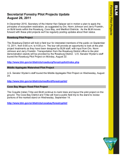Forestry Pilot Project Update: August 26, 2011
