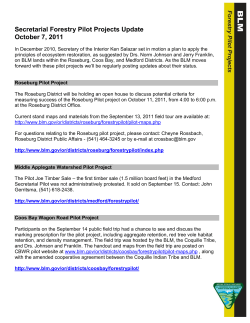 Forestry Pilot Project Update: October 7, 2011