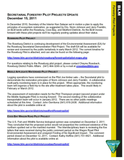 Forestry Pilot Project Update: December 15, 2011