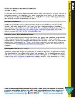 Forestry Pilot Project Update: January 20, 2012